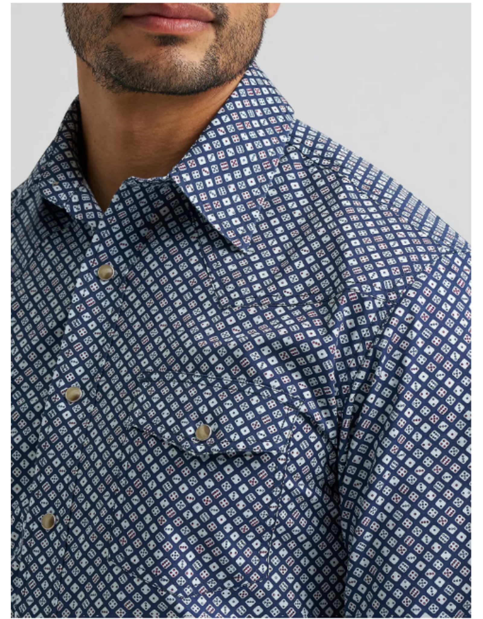 SHIRT MNS WRANGLER 20X  NAVY BLUE DICE