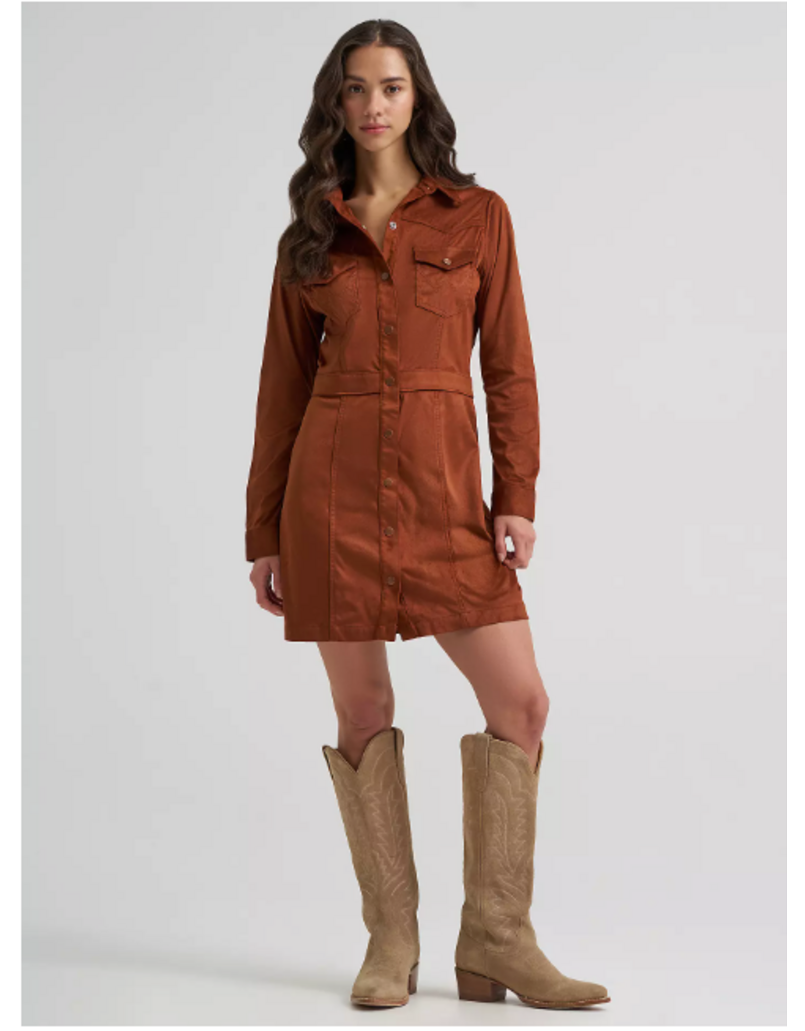DRESS WMS WRANGLER SNAP BROWN SUEDE