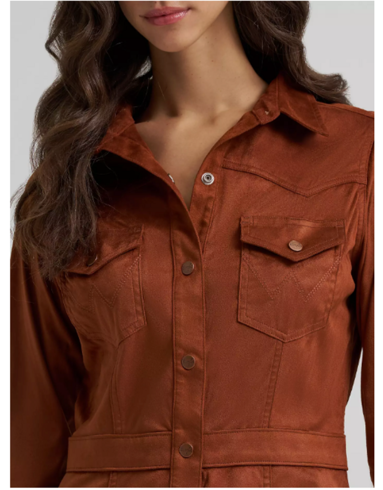 DRESS WMS WRANGLER SNAP BROWN SUEDE