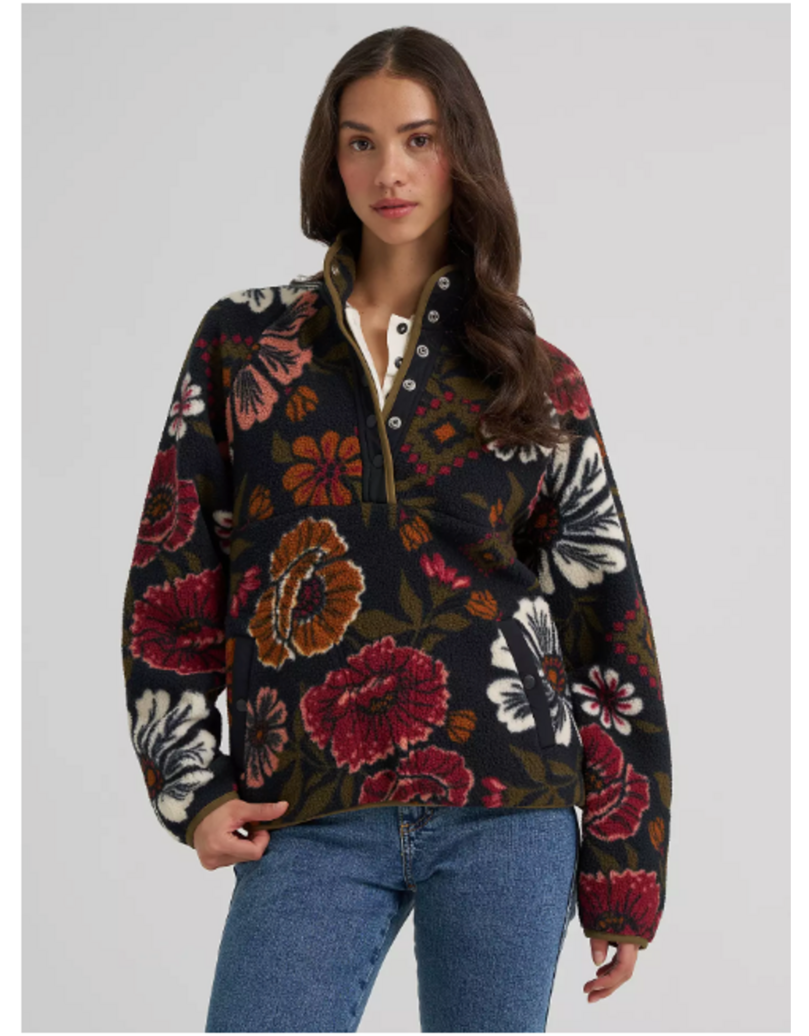 JACKET WRANGLER WMS ELEVATED BLACK SHERPA FLOWER