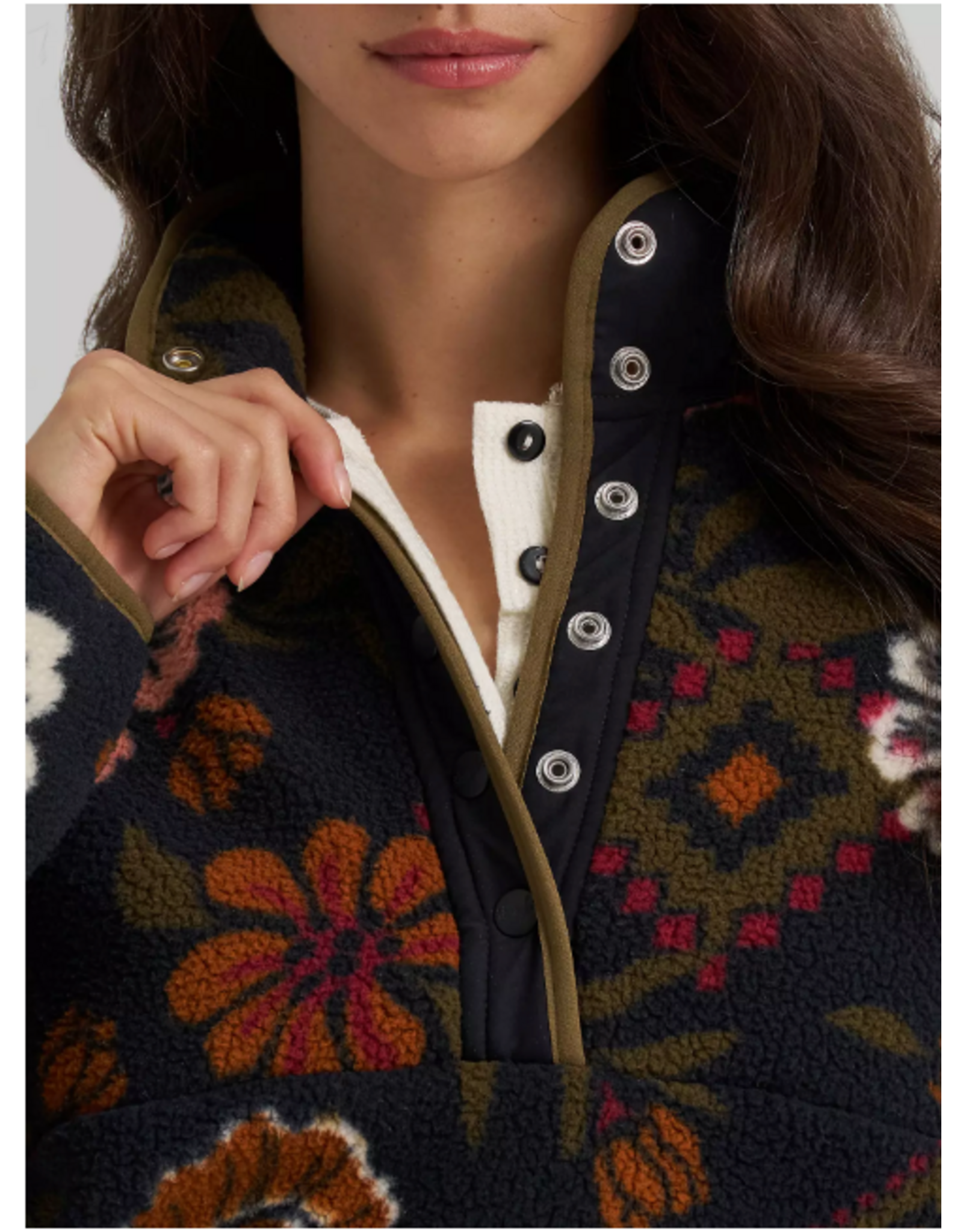 JACKET WRANGLER WMS ELEVATED BLACK SHERPA FLOWER