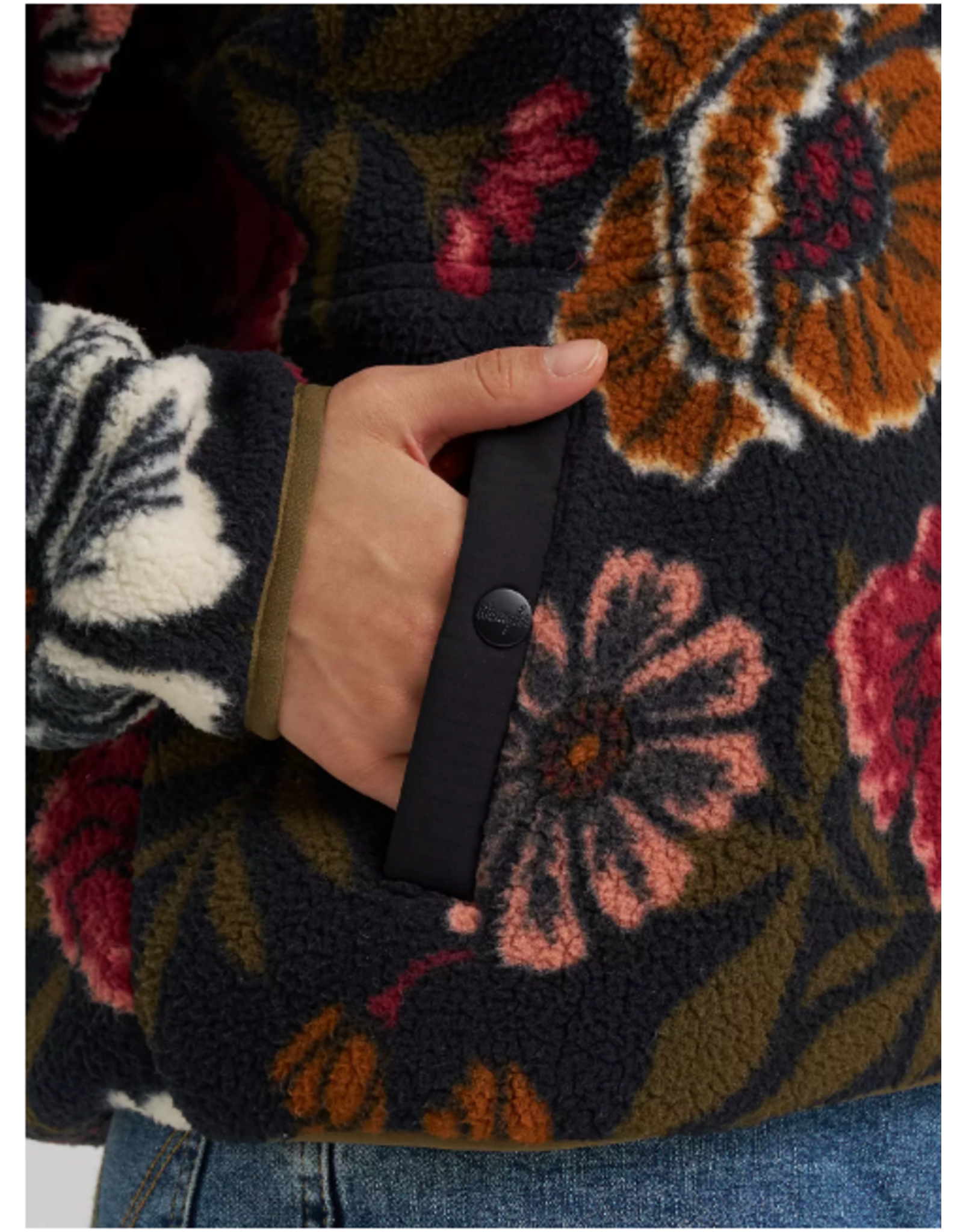 JACKET WRANGLER WMS ELEVATED BLACK SHERPA FLOWER