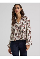 BLOUSE WMS WRANGLER WHITE HORSES