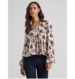 BLOUSE WMS WRANGLER WHITE HORSES