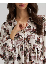 BLOUSE WMS WRANGLER WHITE HORSES