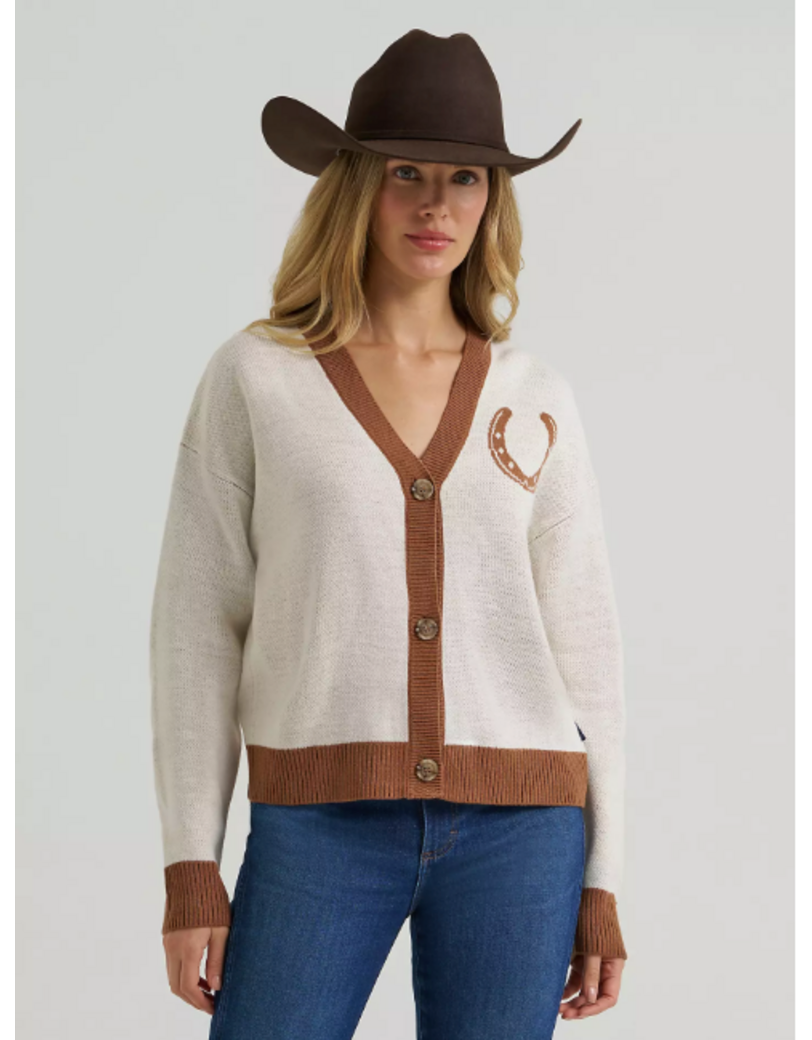 CARDIGAN WMS WRANGLER HORSESHOE CREAM