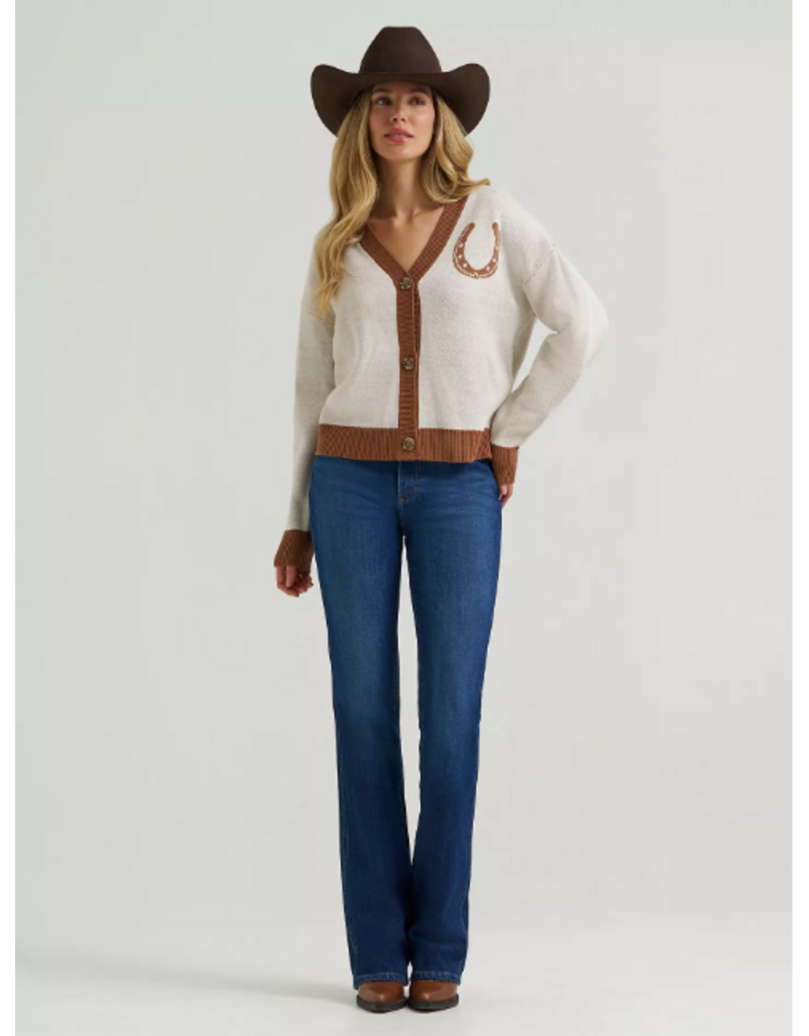 CARDIGAN WMS WRANGLER HORSESHOE CREAM