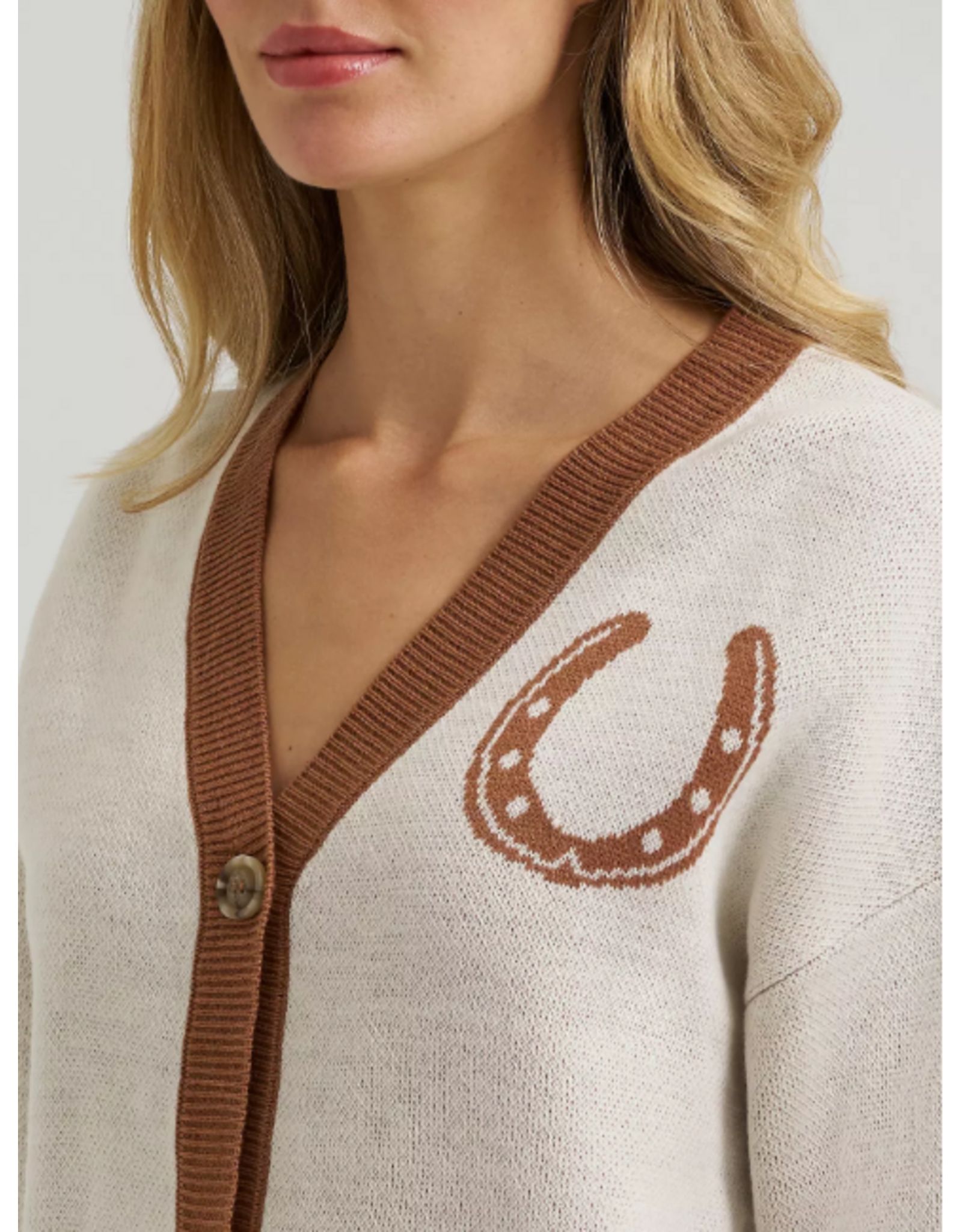 CARDIGAN WMS WRANGLER HORSESHOE CREAM