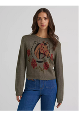 SWEATER WMS WRANGLER GREEN HORSE