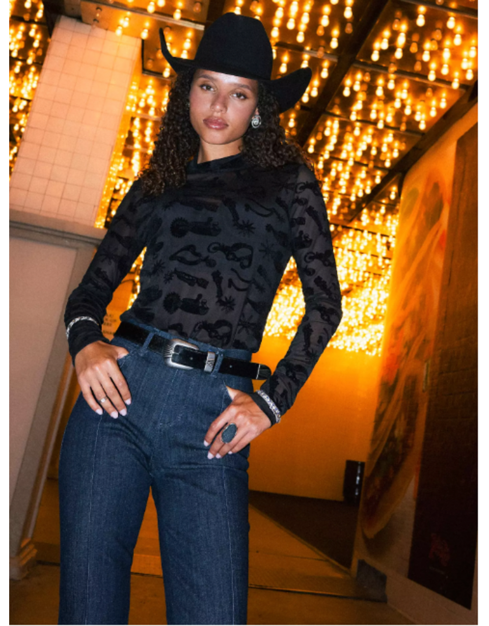 MESH SHIRT WMS WRANGLER BLACK SPUR