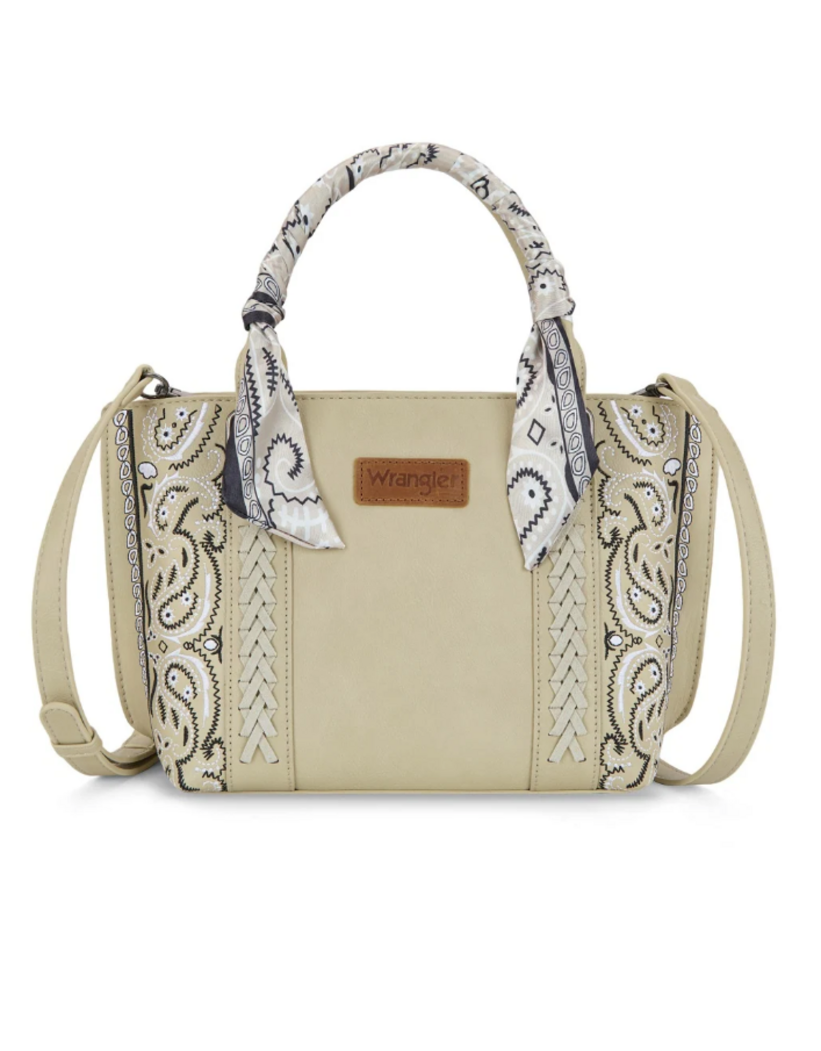 CROSSBODY TOTE PURSE WRANGLER BRAIDED BANDANA TAN