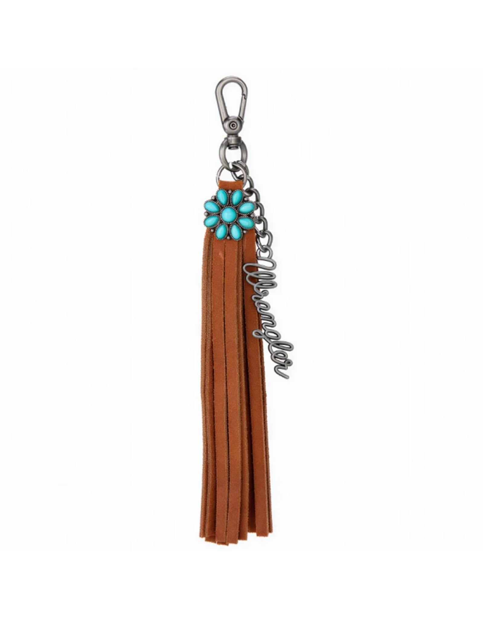BAG CHARM SUEDE FRINGE TURQUOISE CONCHO