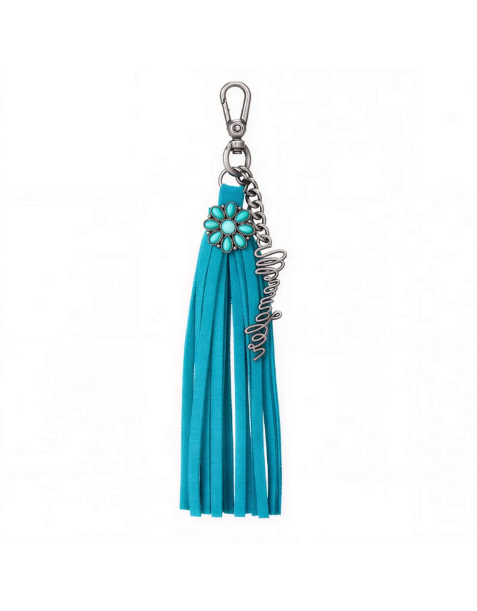 BAG CHARM SUEDE FRINGE TURQUOISE CONCHO