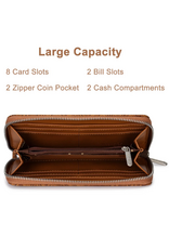 WRISTLET WALLET FLORAL TOOLED RIFD BROWN