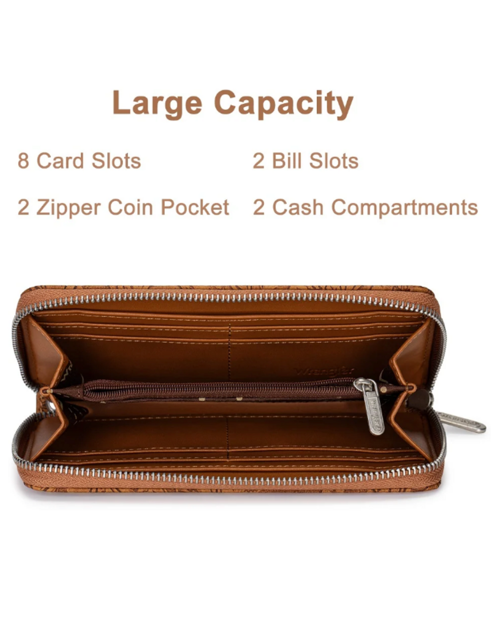 WRISTLET WALLET FLORAL TOOLED RIFD BROWN