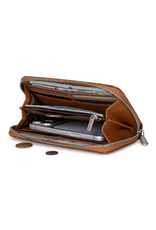 WRISTLET WALLET FLORAL TOOLED RIFD BROWN