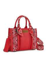 CROSSBODY PURSE TOTE WRANGLER BRAIDED BANDANA PAISLEY RED