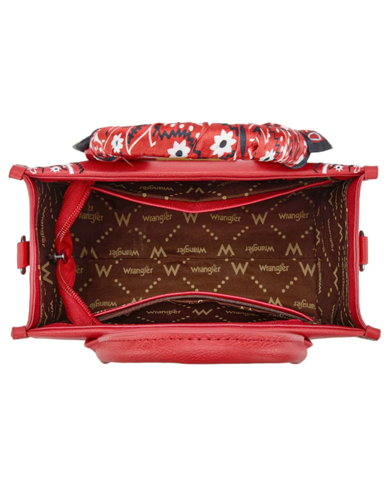 CROSSBODY PURSE TOTE WRANGLER BRAIDED BANDANA PAISLEY RED