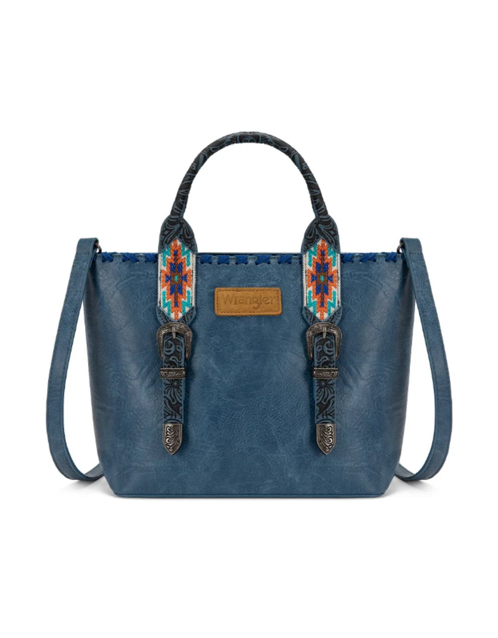 PURSE CROSSBODY WRANGLER TOTE NAVY AND AZTEC