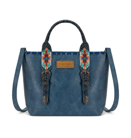 PURSE CROSSBODY WRANGLER TOTE NAVY AND AZTEC
