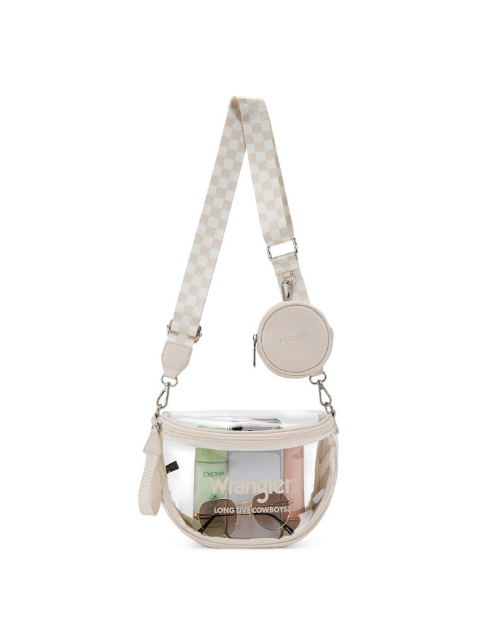 CLEAR PURSE CROSSBODY WRANGLER BAG SET TAN