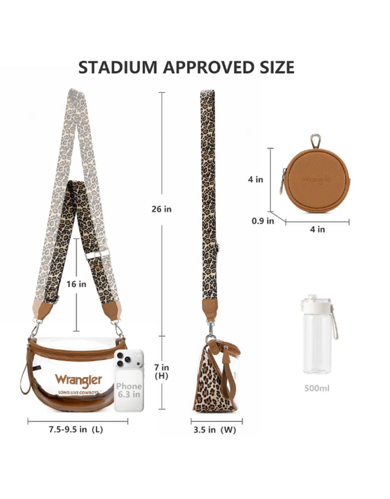 CLEAR BAG PURSE WRANGLER CHEETAH PRINT