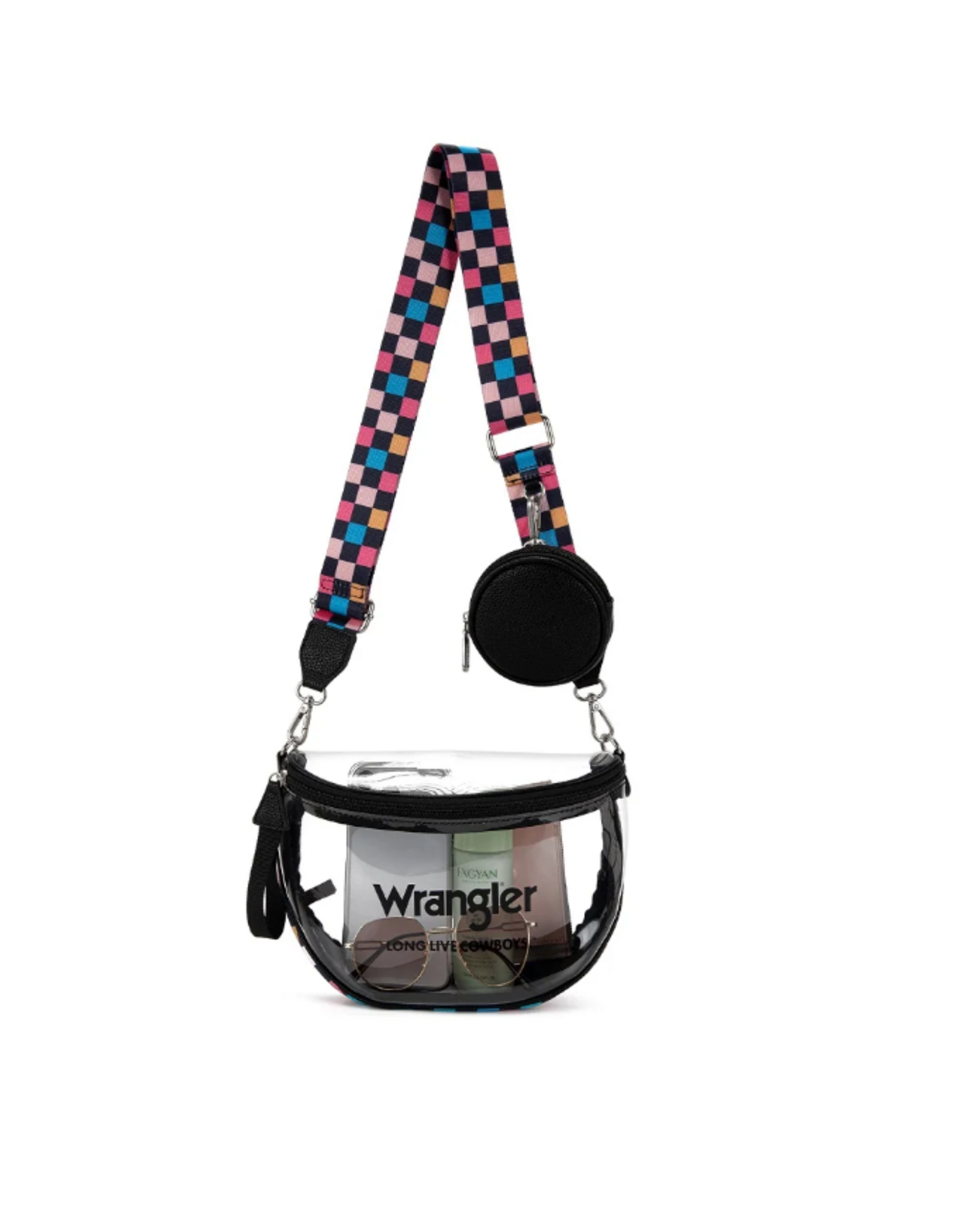 CLEAR PURSE CROSSBODY WRANGLER MULTICOLOR CHECKERED