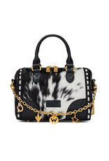 SATCHEL PURSE WRANGLER GENUINE HAIR ON HIDE BLACK