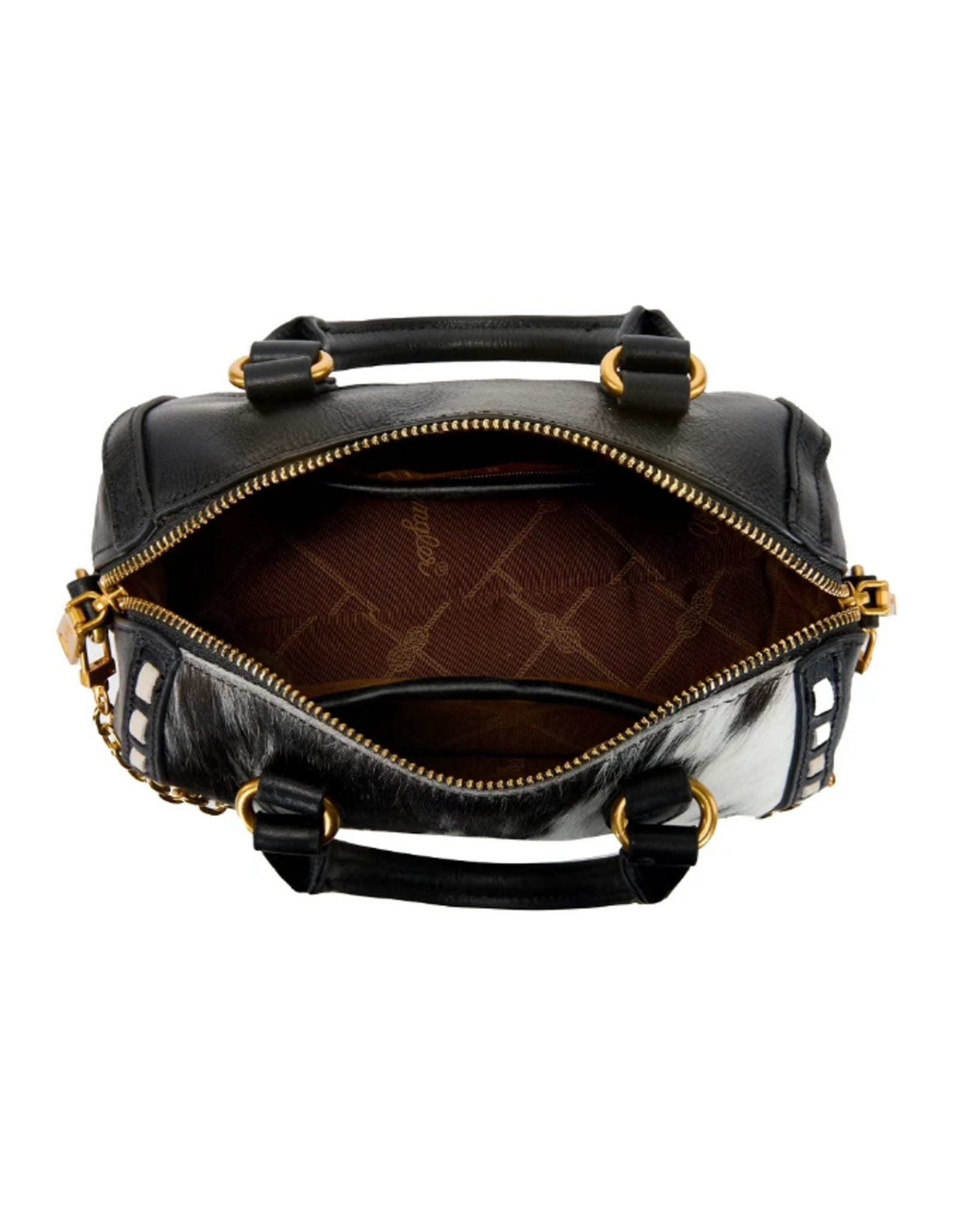 SATCHEL PURSE WRANGLER GENUINE HAIR ON HIDE BLACK