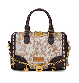 SATCHEL PURSE WRANGLER GENUINE HAIR ON HIDE BROWN