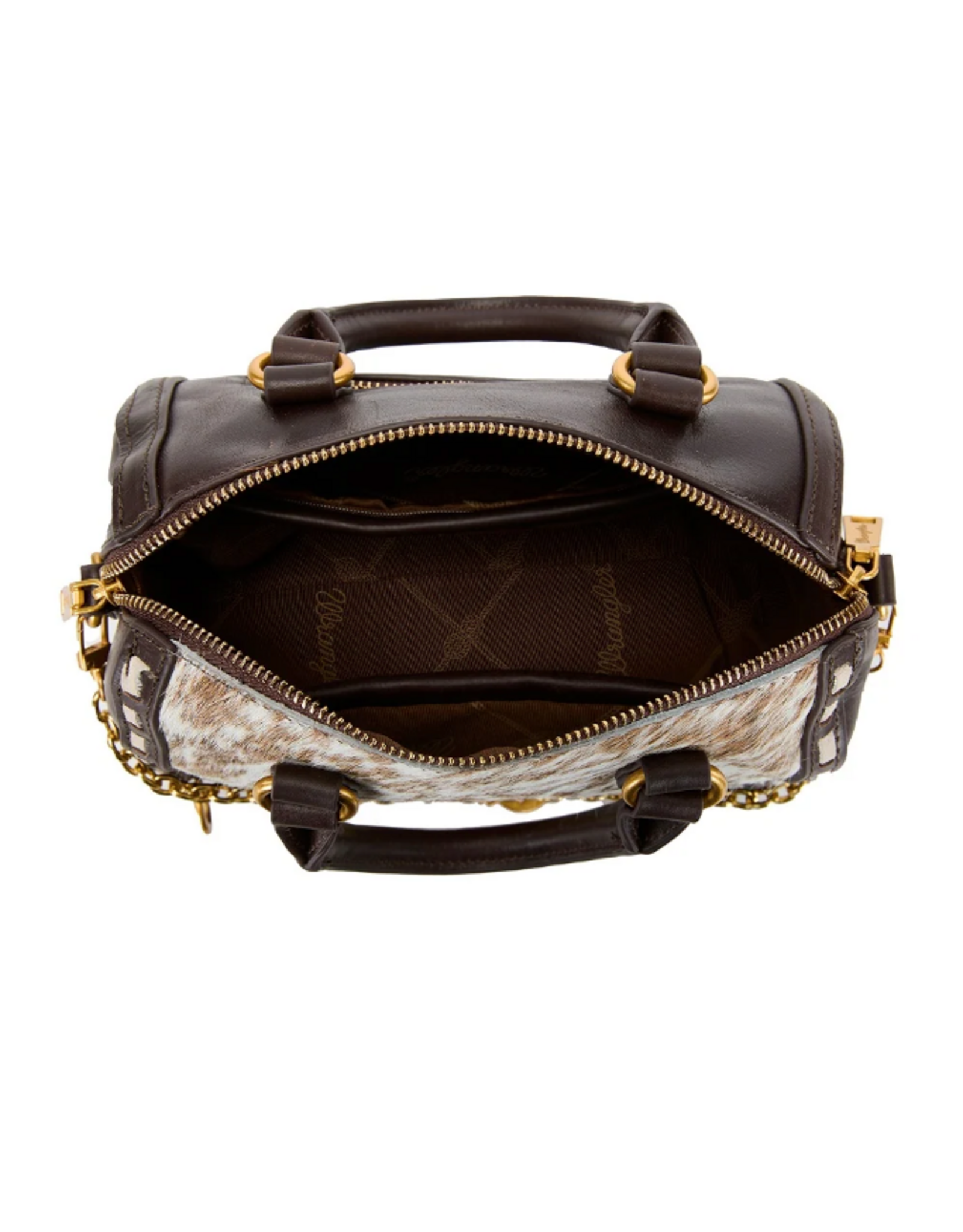SATCHEL PURSE WRANGLER GENUINE HAIR ON HIDE BROWN