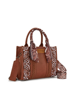 PURSE CROSSBODY WRANGLER BRAIDED BANDANA PRINT BROWN