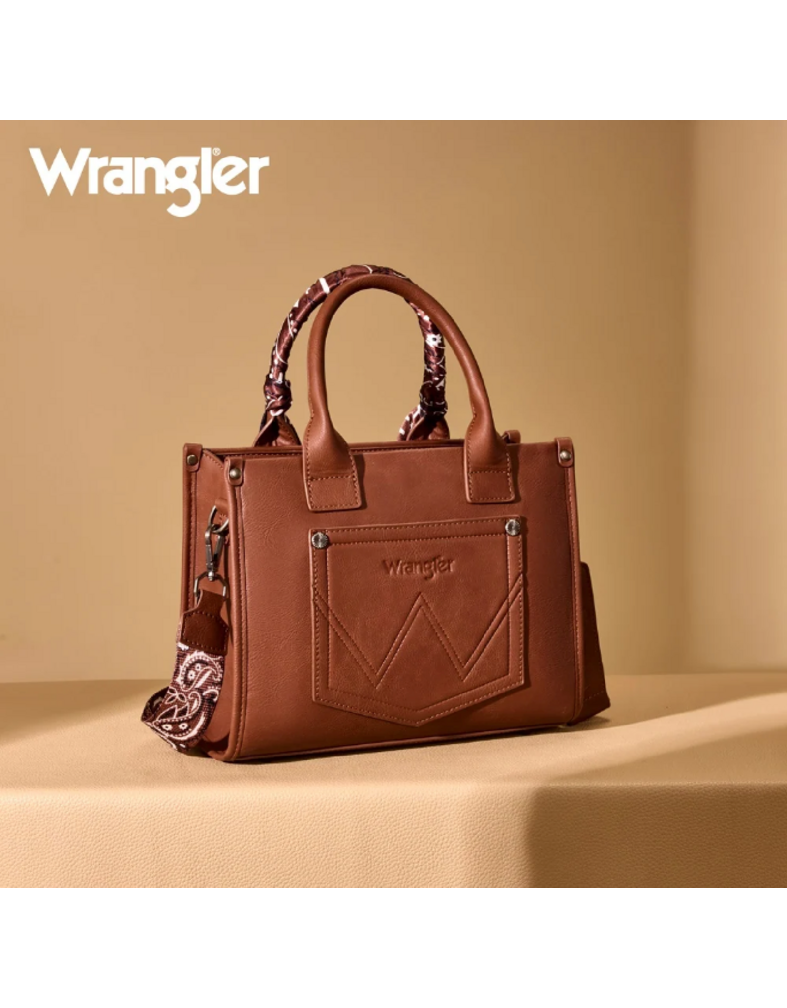 PURSE CROSSBODY WRANGLER BRAIDED BANDANA PRINT BROWN