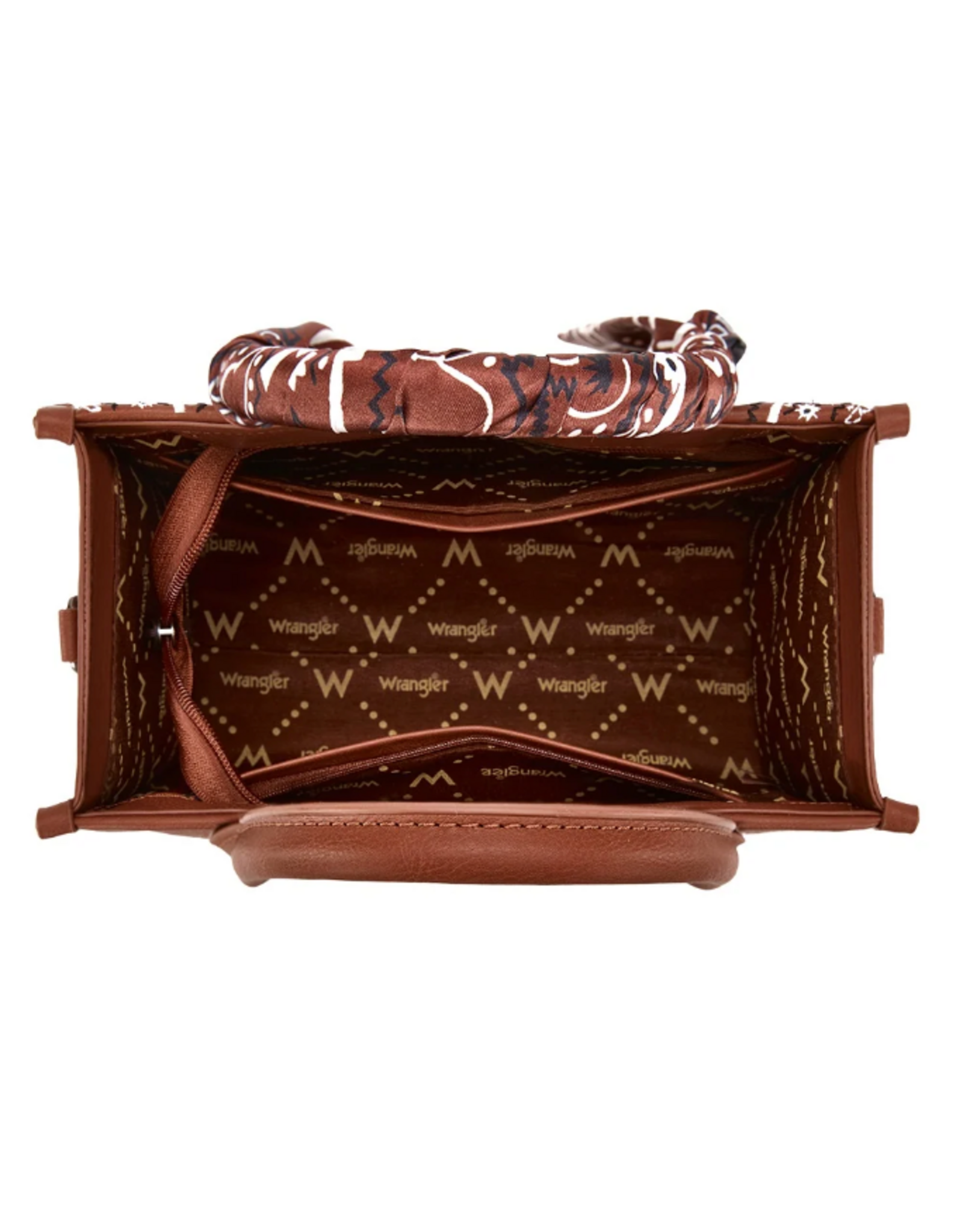 PURSE CROSSBODY WRANGLER BRAIDED BANDANA PRINT BROWN