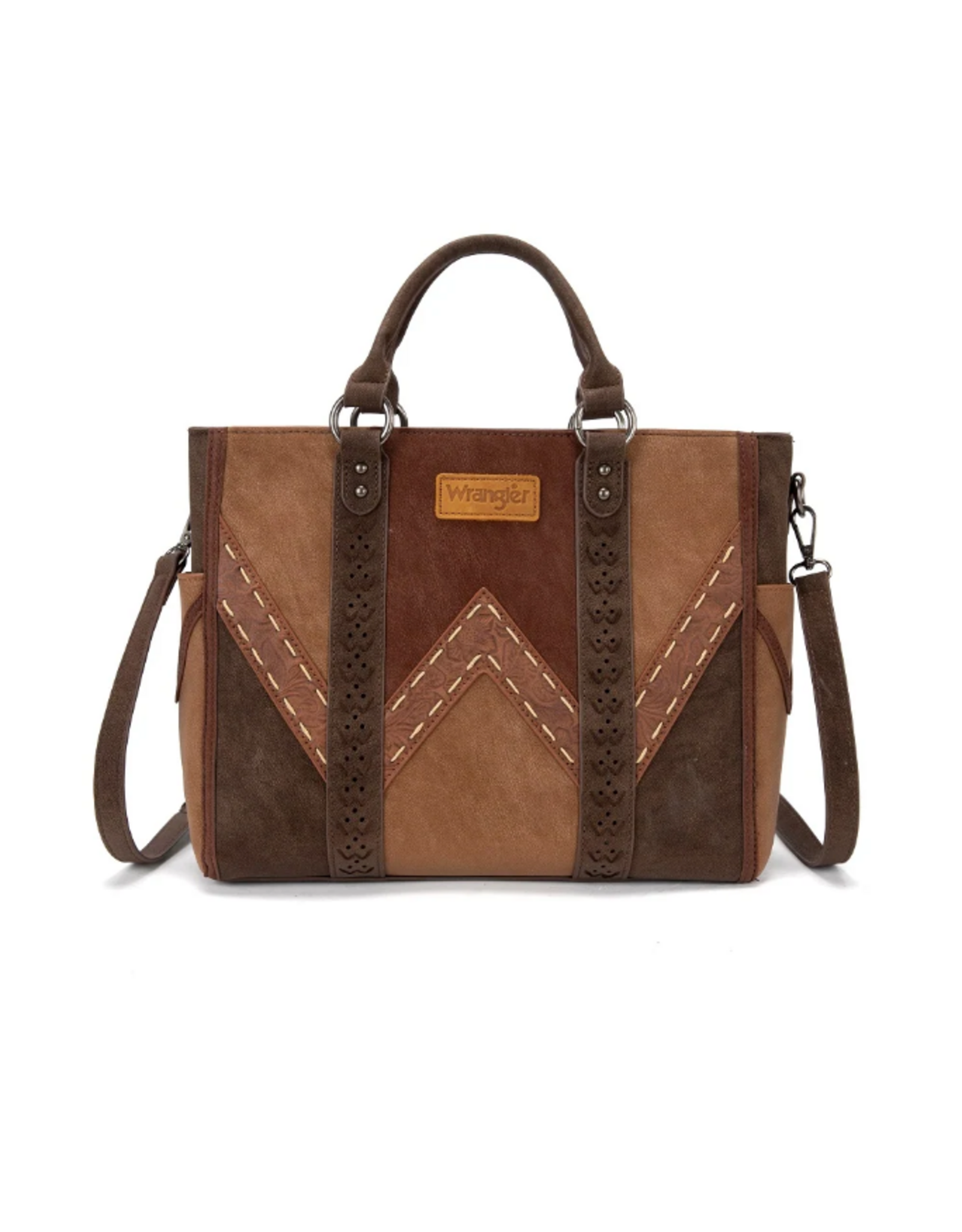 PURSE WRANGLER COLOR-BLOCK CHEVRON STITCH  BROWN