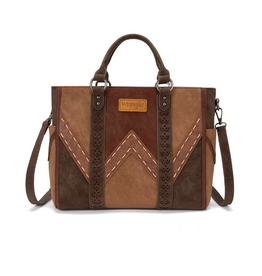 PURSE WRANGLER COLOR-BLOCK CHEVRON STITCH  BROWN