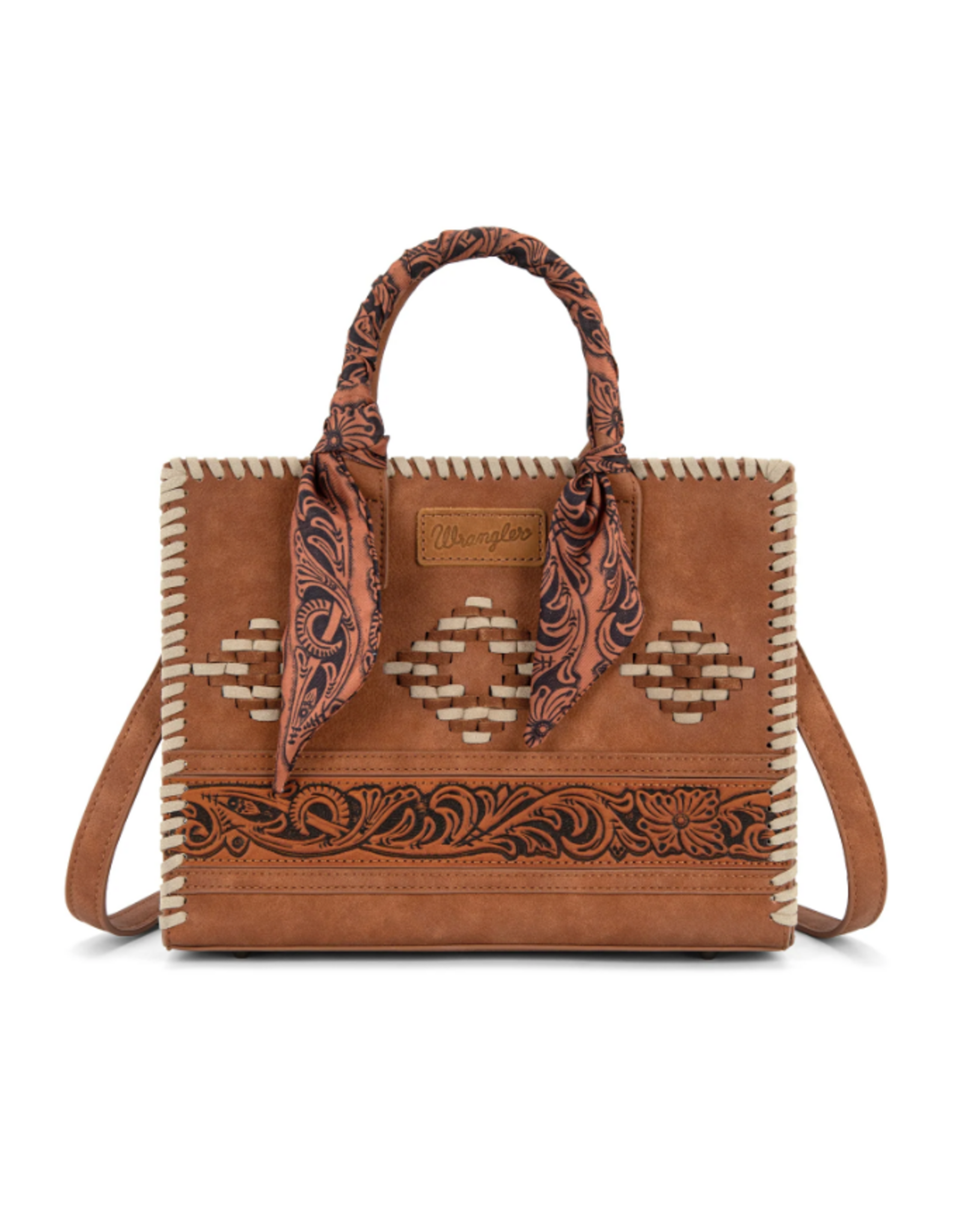 PURSE CROSSBODY WRANGLER WHIPSTITCH AZTEC LEATHER