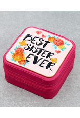JEWELRY BOX TRAVEL CASE BEST SISTER EVER PINK