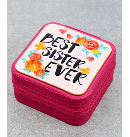 JEWELRY BOX TRAVEL CASE BEST SISTER EVER PINK