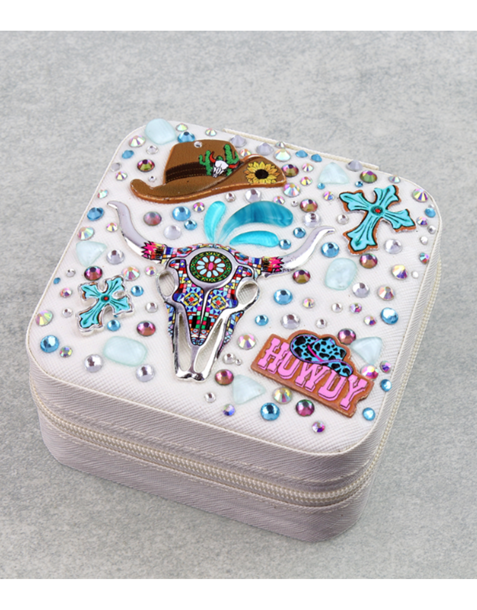 JEWELRY BOX TRAVEL CASE BEDAZZLED