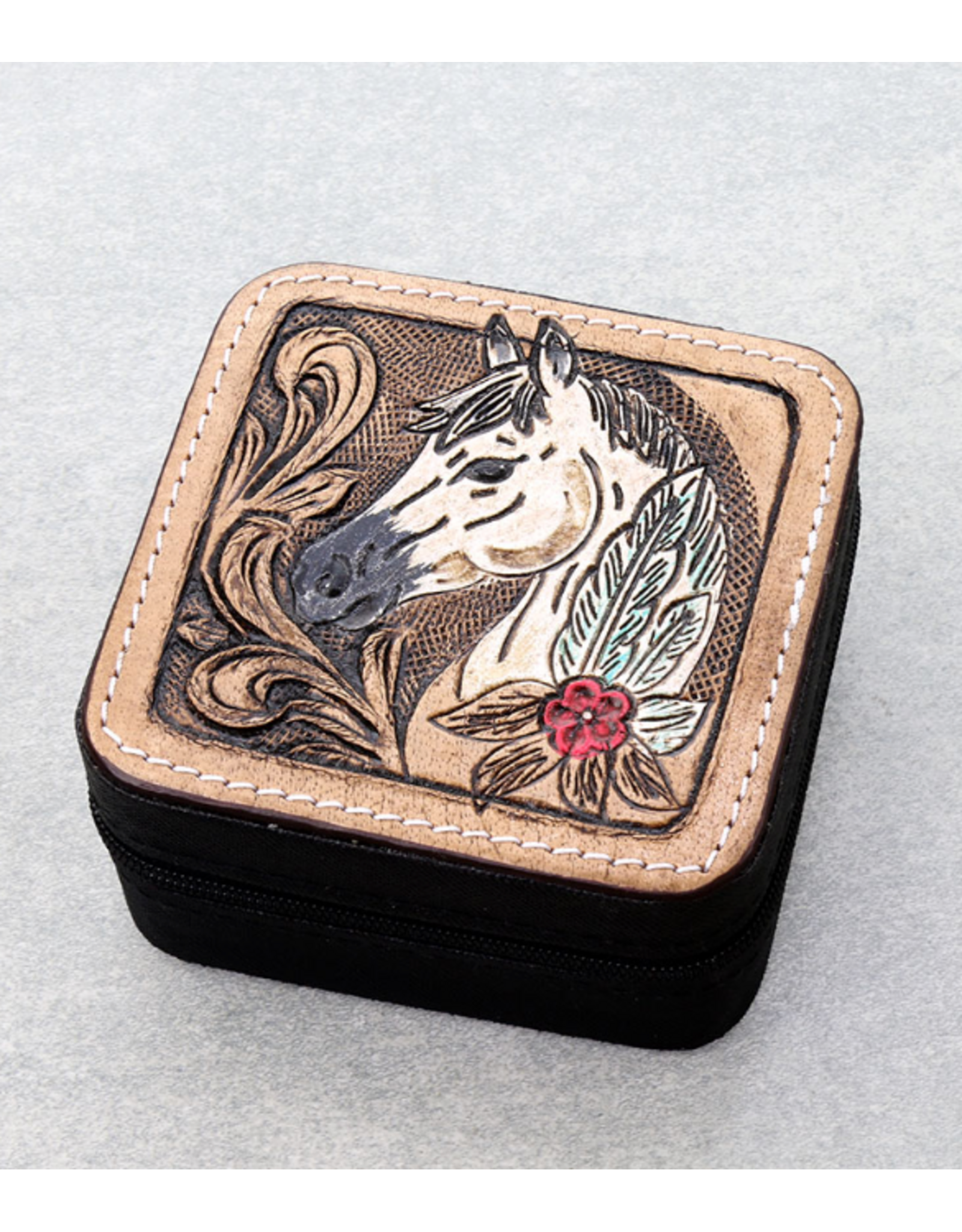 JEWELRY BOX TRAVEL CASE LEATHER PATCH