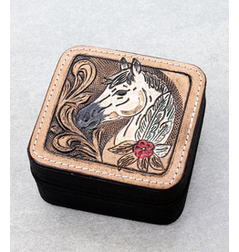 JEWELRY BOX TRAVEL CASE LEATHER PATCH