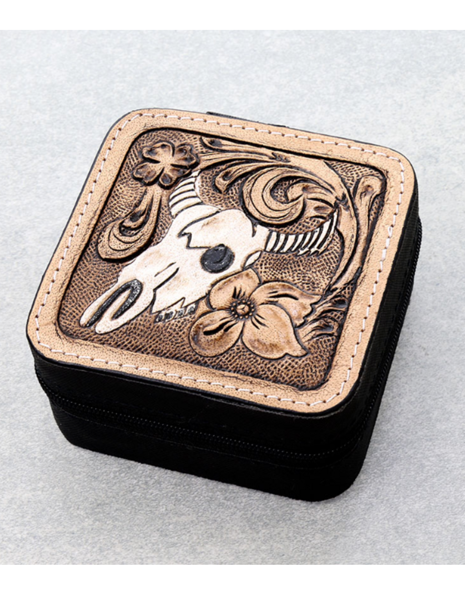 JEWELRY BOX TRAVEL CASE LEATHER PATCH