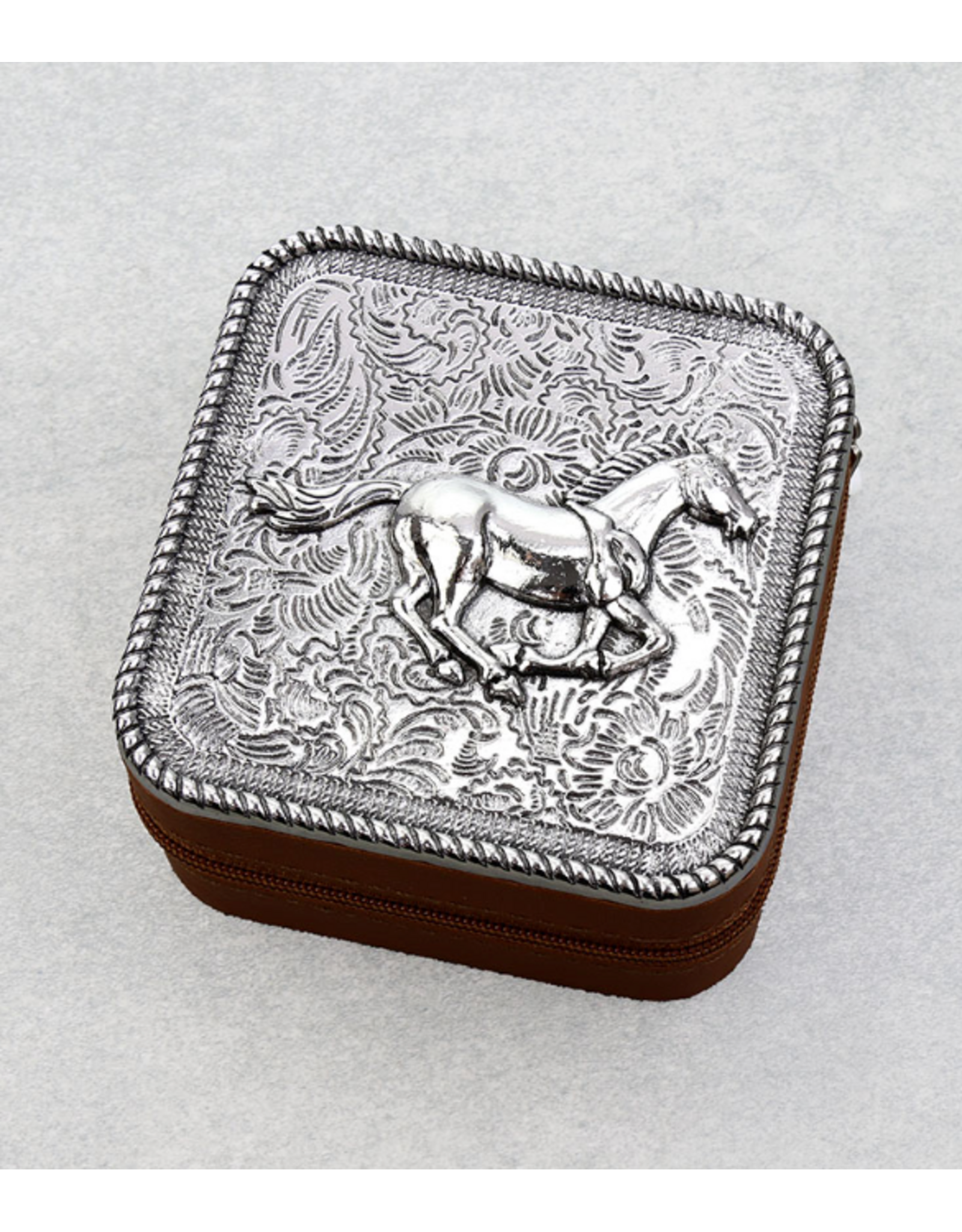 JEWELRY BOX TRAVEL CASE METAL PLATED
