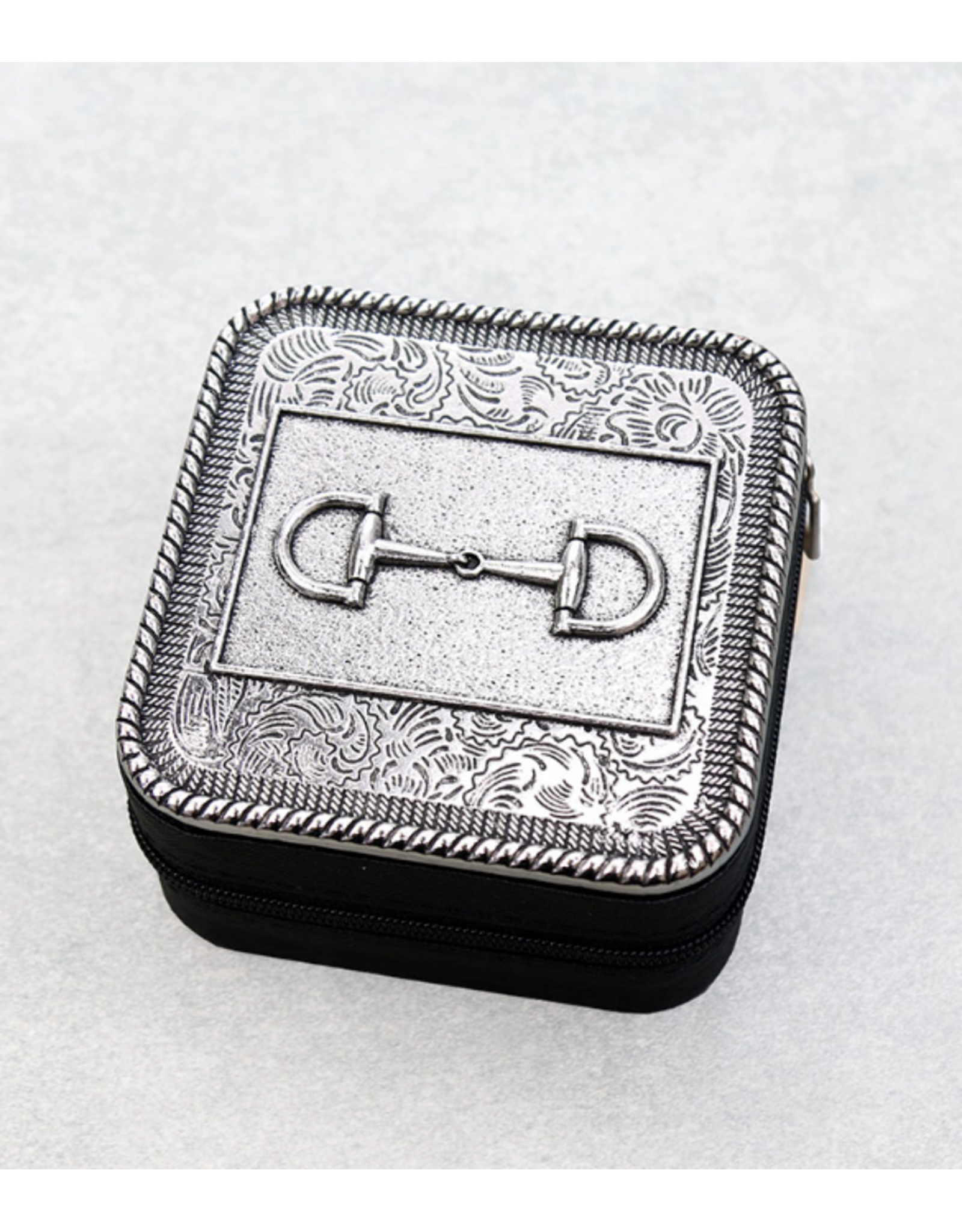 JEWELRY BOX TRAVEL CASE METAL PLATED