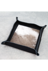 JEWELRY TRAY BLACK GENUINE LEATHER WITH COWHIDE