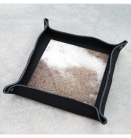 JEWELRY TRAY BLACK GENUINE LEATHER WITH COWHIDE