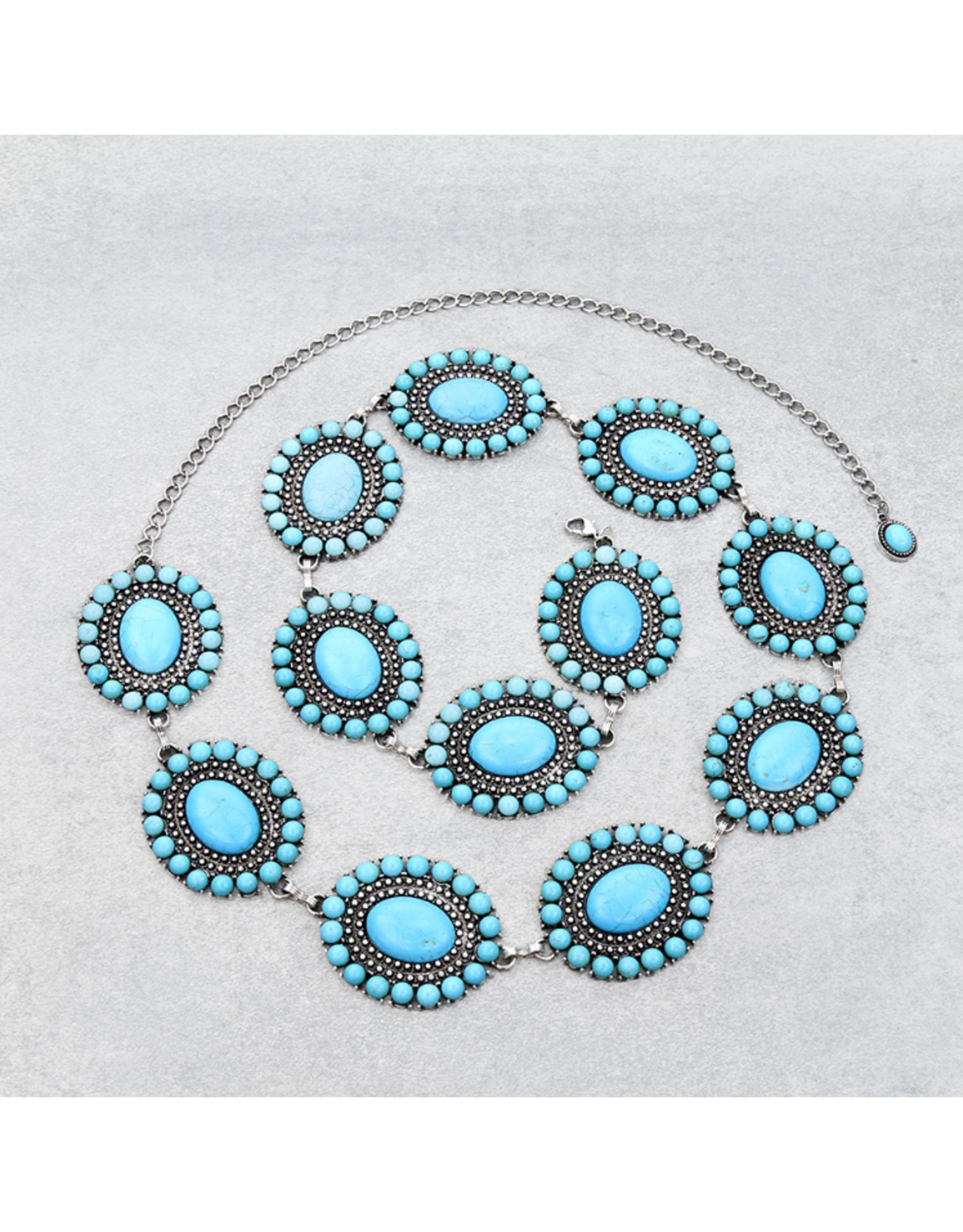 BELT WMS CONCHO OVAL TURQUOISE STONES