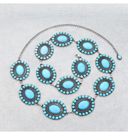 BELT WMS CONCHO OVAL TURQUOISE STONES