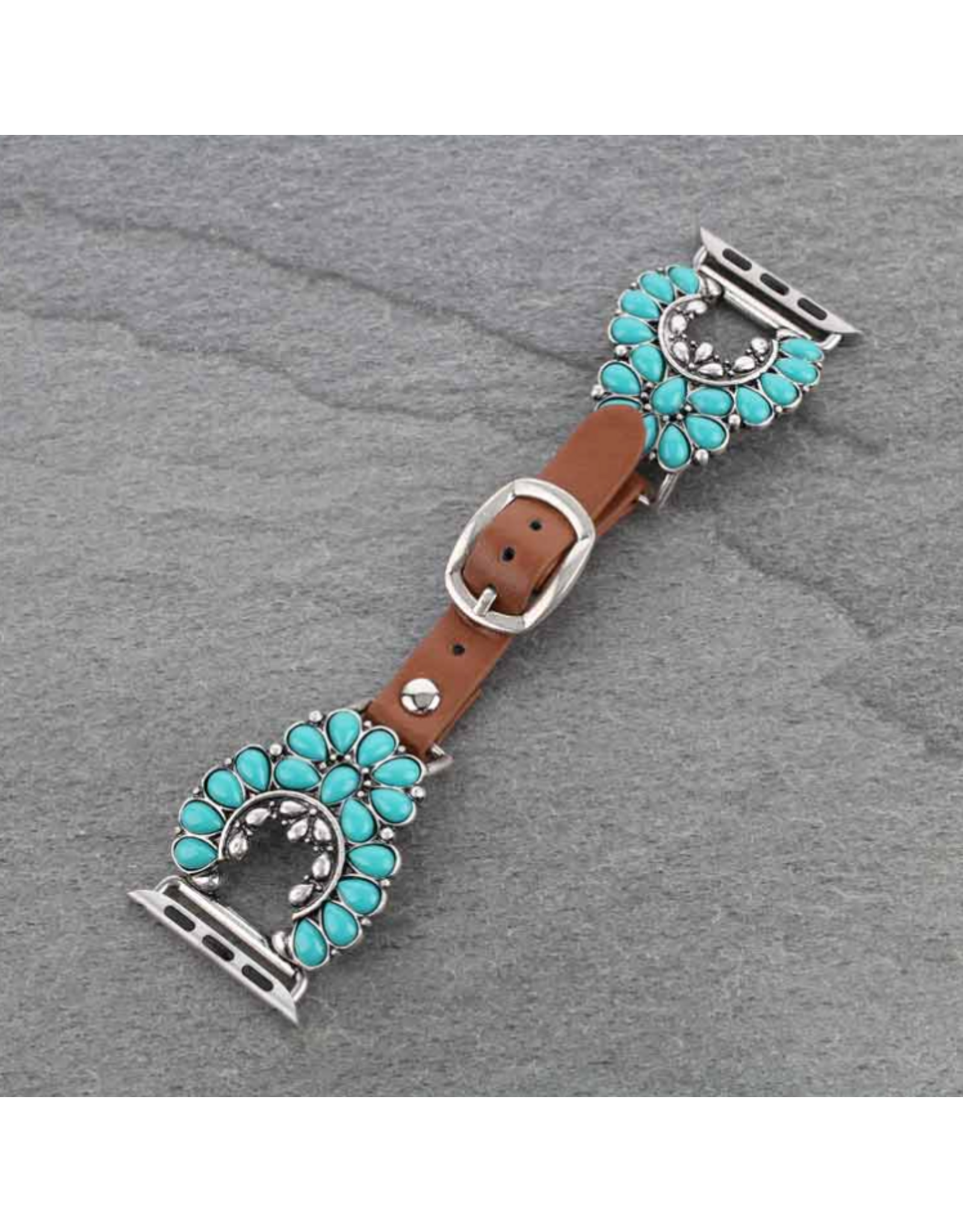 APPLE WATCH BAND LEATHER TURQUOISE SQUASH